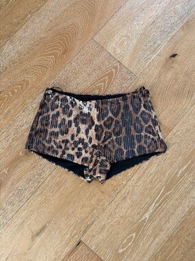 Edikted bedazzled leopard print micro shorts